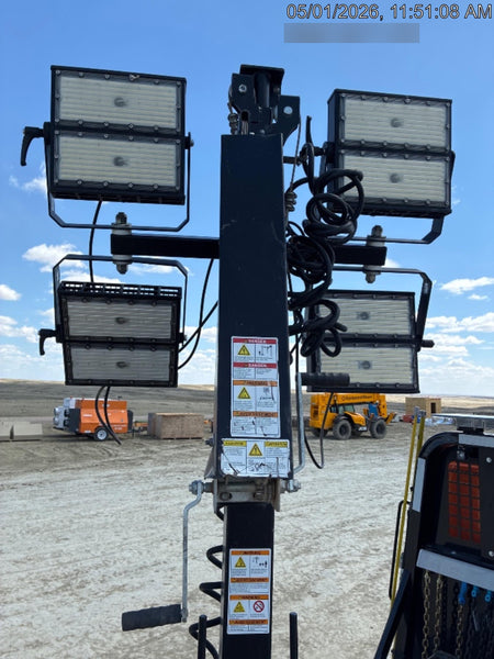 2020 Allmand NLV3GR (4) LED Light Fixture 350W, 23' Vertical Mast, 3kW Prime, Towable, Deep Sea L401, Leveling Jacks, Yanmar T4F 5.8hp