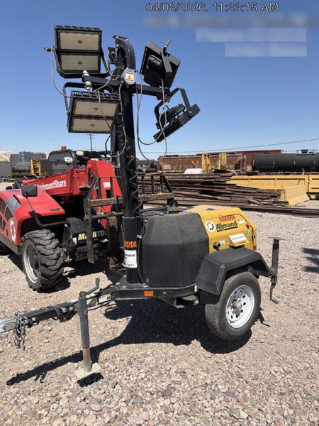 2021 Allmand NLV3GR (4) LED Light Fixture 350W, 23' Vertical Mast, 3kW Prime, Towable, Deep Sea L401, Leveling Jacks, Yanmar T4F 5.8hp