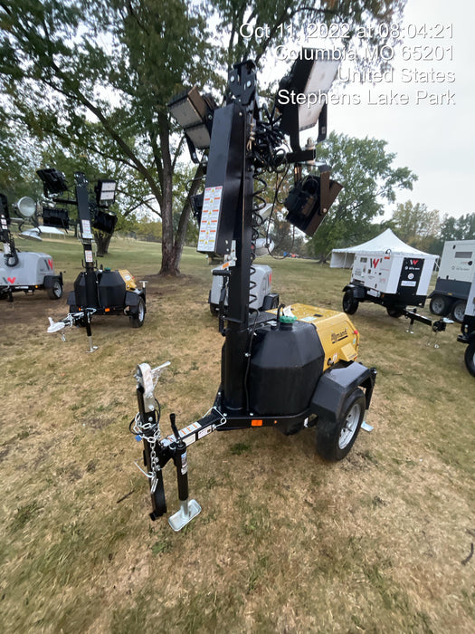 2022 Allmand NLV3GR (4) LED Light Fixture 350W, 23' Vertical Mast, 3kW Prime, Towable, ES Decals, T3