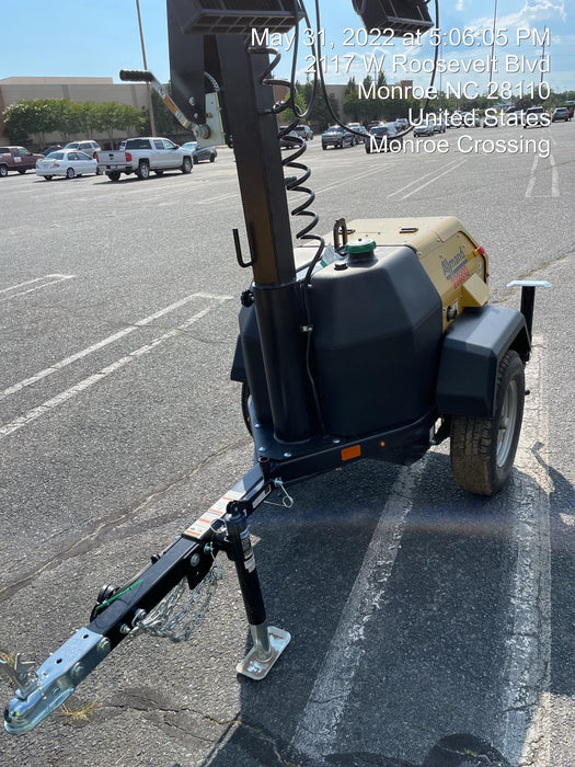 2022 Allmand NLV3GR (4) LED Light Fixture 350W, 23' Vertical Mast, 3kW Prime, Towable, Deep Sea L401, Leveling Jacks, Yanmar T4F 5.8hp