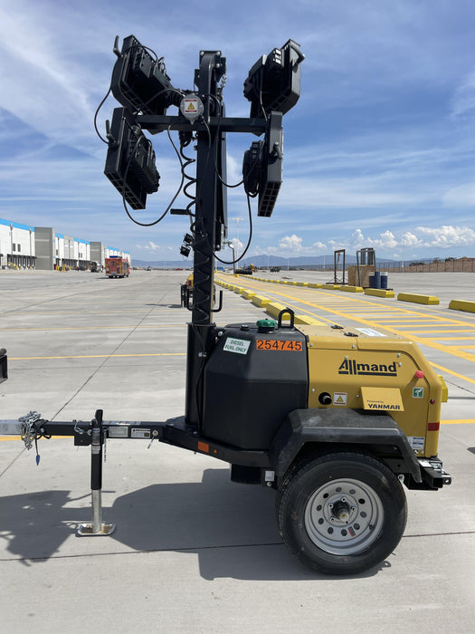 2022 Allmand NLV3GR (4) LED Light Fixture 350W, 23' Vertical Mast, 3kW Prime, Towable, ES Decals, T3