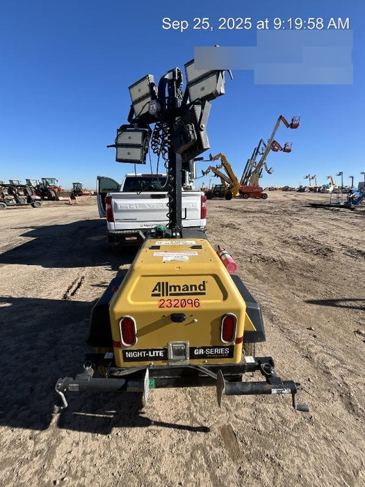 2022 Allmand NLV3GR (4) LED Light Fixture 350W, 23' Vertical Mast, 3kW Prime, Towable, Deep Sea L401, Leveling Jacks, Yanmar T4F 5.8hp