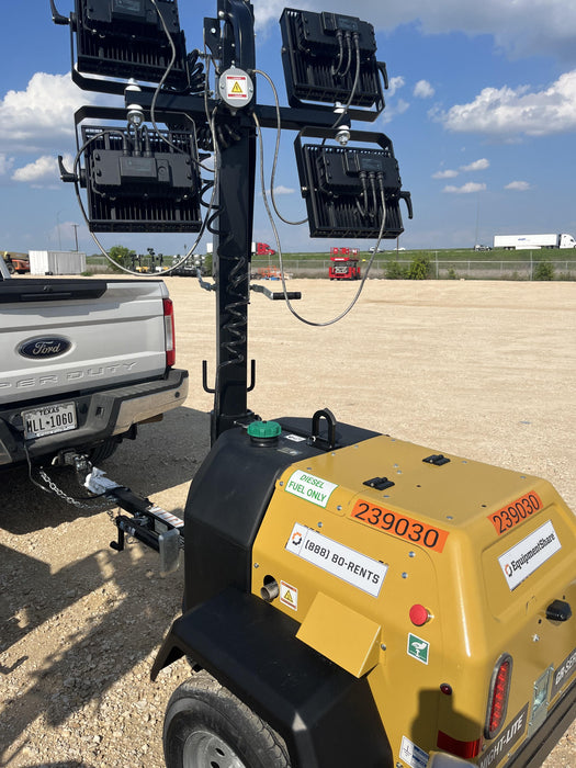 2022 Allmand NLV3GR (4) LED Light Fixture 350W, 23' Vertical Mast, 3kW Prime, Towable, Deep Sea L401, Leveling Jacks, Yanmar T4F 5.8hp