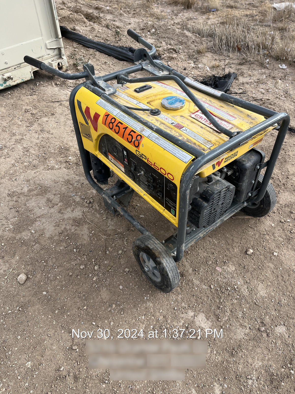 2021 Wacker Neuson GP6600A Standard 6.6kW Generator, Includes Wheel Kit. P/N: 5100042220