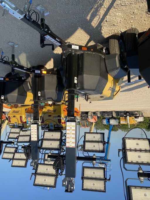 2022 Allmand NLV3GR (4) LED Light Fixture 350W, 23' Vertical Mast, 3kW Prime, Towable, Deep Sea L401, Leveling Jacks, Yanmar T4F 5.8hp