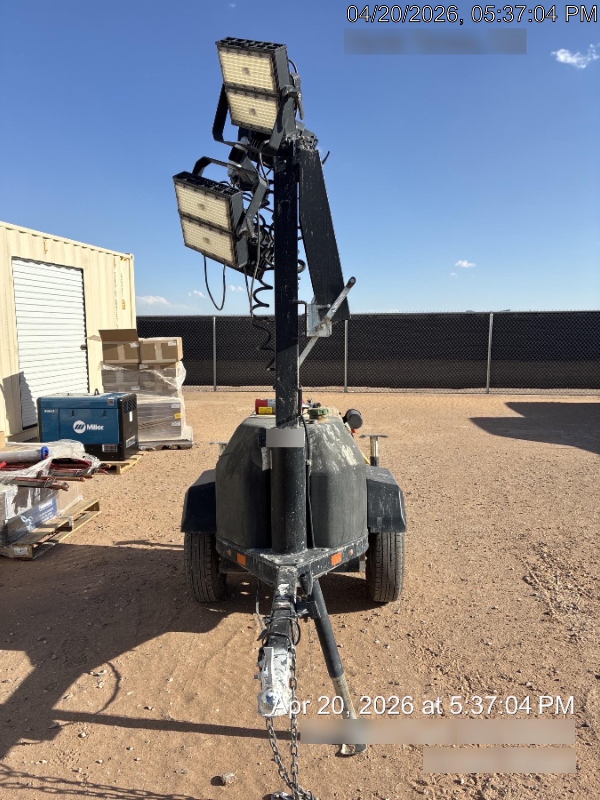 2022 Allmand NLV3GR (4) LED Light Fixture 350W, 23' Vertical Mast, 3kW Prime, Towable, Deep Sea L401, Leveling Jacks, Yanmar T4F 5.8hp