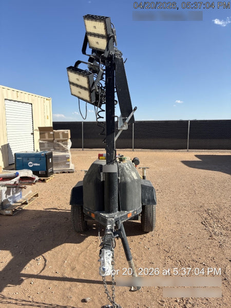 2022 Allmand NLV3GR (4) LED Light Fixture 350W, 23' Vertical Mast, 3kW Prime, Towable, Deep Sea L401, Leveling Jacks, Yanmar T4F 5.8hp
