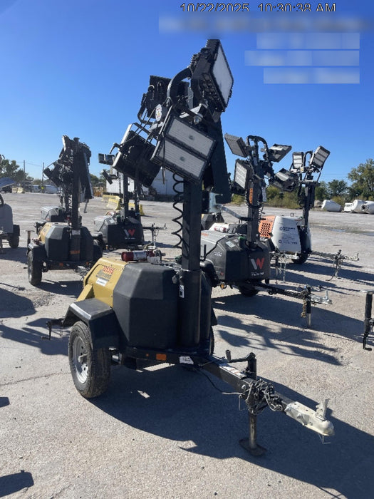 2022 Allmand NLV3GR (4) LED Light Fixture 350W, 23' Vertical Mast, 3kW Prime, Towable, Deep Sea L401, Leveling Jacks, Yanmar T4F 5.8hp