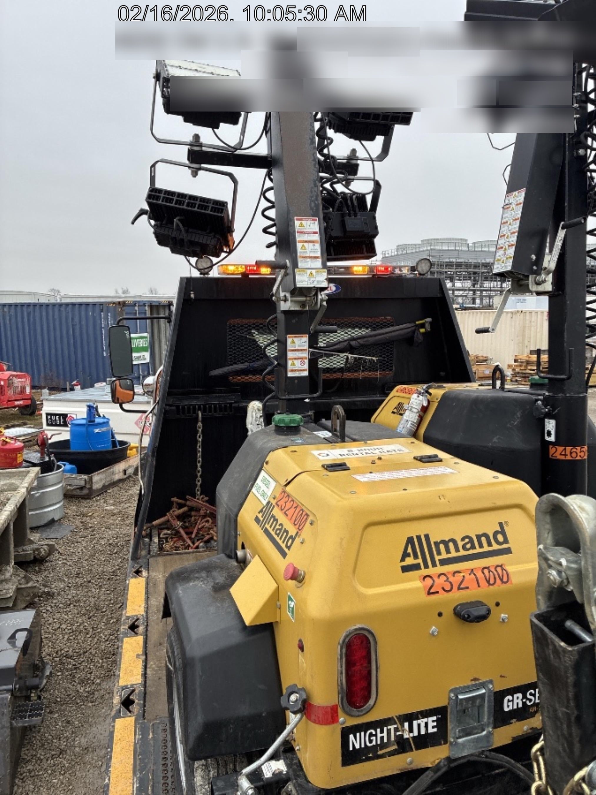 2022 Allmand NLV3GR (4) LED Light Fixture 350W, 23' Vertical Mast, 3kW Prime, Towable, Deep Sea L401, Leveling Jacks, Yanmar T4F 5.8hp