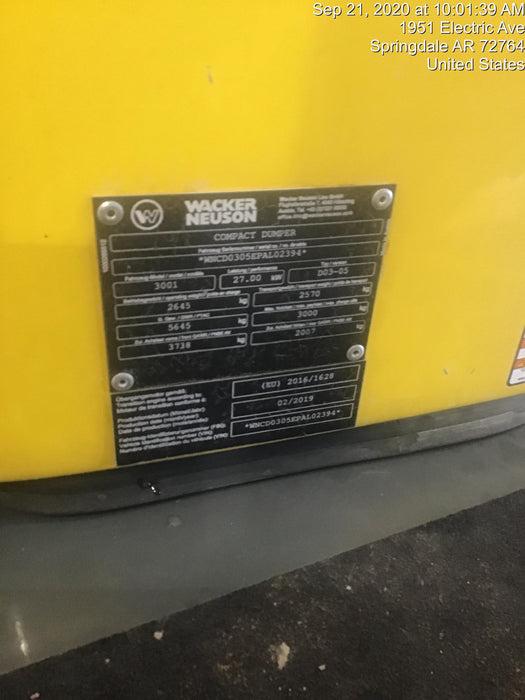 2020 WACKER NEUSON 3001