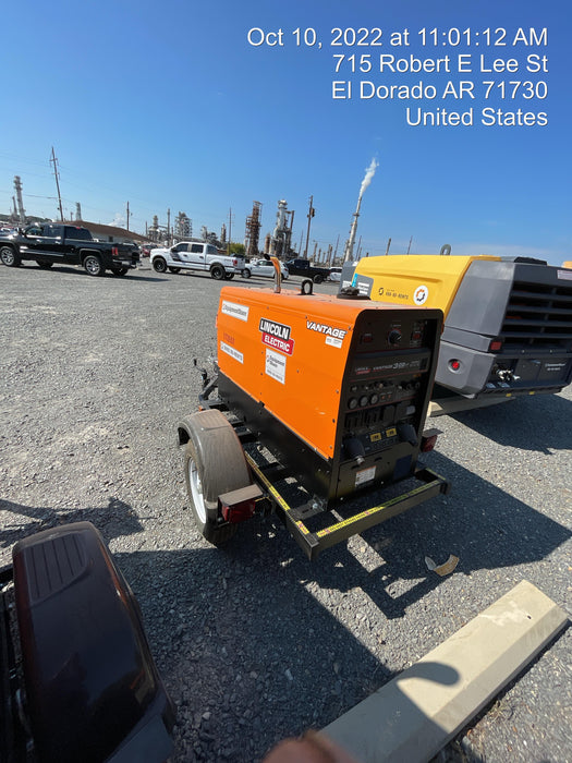 2021 Lincoln Electric Vantage 322 Vantage 322 Ready Pak 3 w/ Decals, ORANGE (includes trailer, cable rack, fender light kit) NO Telematics