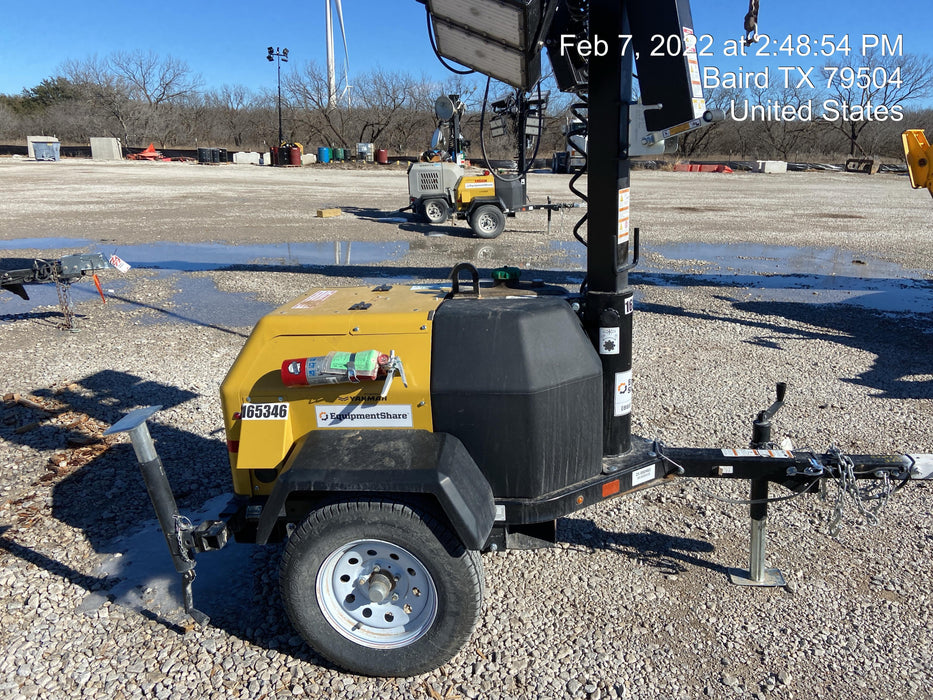 2021 Allmand NLV3GR (4) LED Light Fixture 350W, 23' Vertical Mast, 3kW Prime, Towable, Deep Sea L401, Leveling Jacks, Yanmar T4F 5.8hp