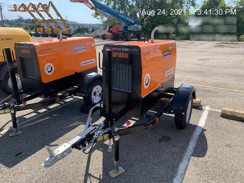 2021 Lincoln Electric Vantage 322 Vantage 322 Ready Pak 3 w/ Decals, ORANGE (includes trailer, cable rack, fender light kit) NO Telematics