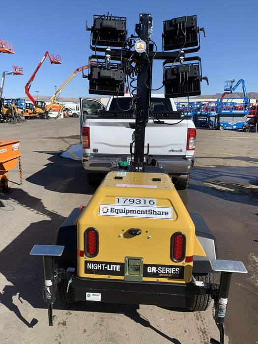 Allmand NLV3GR (4) LED Light Fixture 350W, 23' Vertical Mast, 3kW Prime, Towable, Deep Sea L401, Leveling Jacks, Yanmar T4F 5.8hp