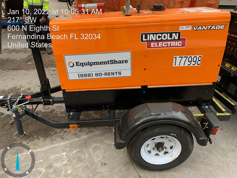 2021 Lincoln Electric Vantage 322 Vantage 322 Ready Pak 3 w/ Decals, ORANGE (includes trailer, cable rack, fender light kit) NO Telematics