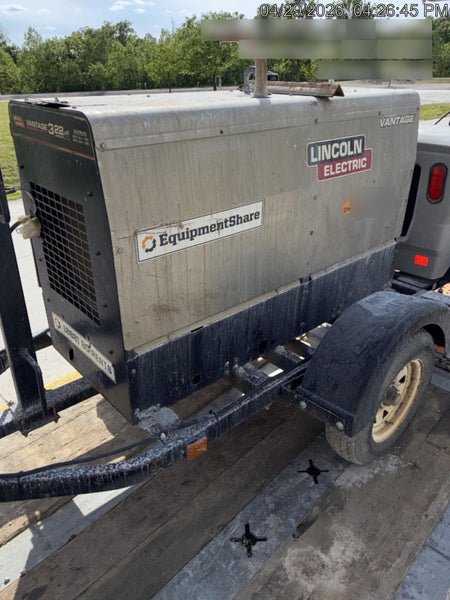 2019 Lincoln Electric Vantage 322 Ready-Pak 3, Two Wheel Trailer, Fender and Light Kit, Cable Rack