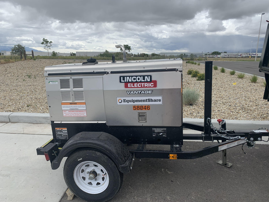 2019 Lincoln Electric Vantage 322 Welder Ready-Pak 3, Two wheel trailer, Fender and Light kit, Cable Rack