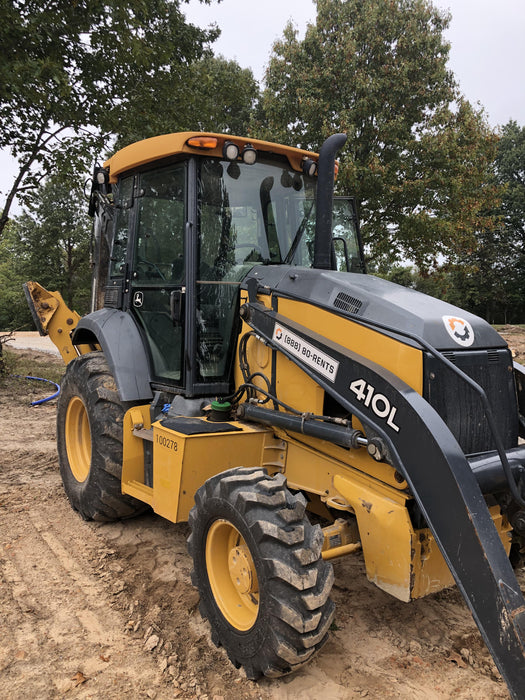 2020 John Deere 410L - Extendable Stick Cab/Heat/Air, 4WD, Extendable Stick, Pilot Controls, 2 Way Hydraulics, TAG Manual QC