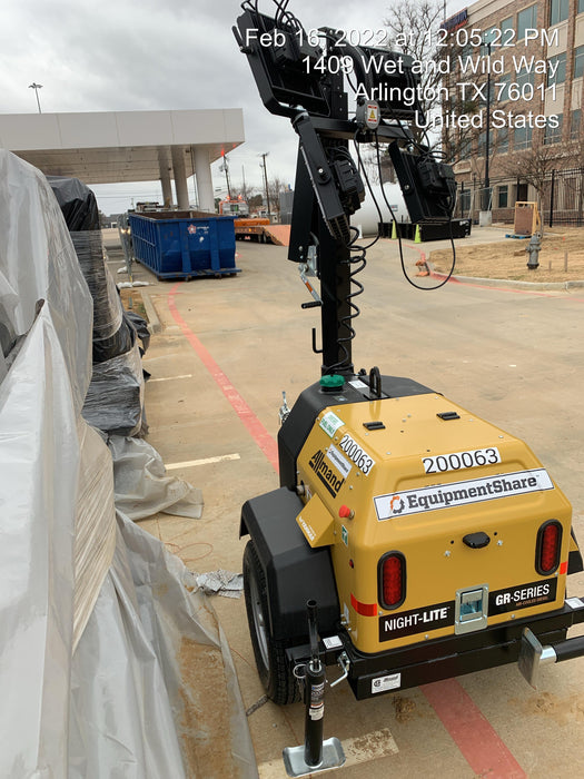 2022 Allmand NLV3GR (4) LED Light Fixture 350W, 23' Vertical Mast, 3kW Prime, Towable, Deep Sea L401, Leveling Jacks, Yanmar T4F 5.8hp