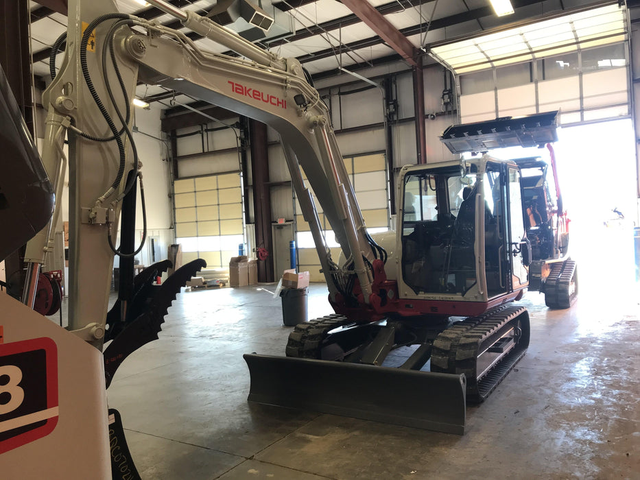 2019 Takeuchi TB290 Cab, AC, Rubber Tracks, Dozer Blade, Travel Alarm, Control Pattern Change Valve, Auxiliary Hydraulics w/18" Quick Coupler Bucket with teeth, 6.2 cu. ft. capacity/24" Quick Coupler Bucket with teeth, 8.6 cu. ft. capacity/36" Quick Coupler Bucket with teeth, 13.4 cu. ft. capacity, Quick Coupler, Hydraulic Thumb Installed