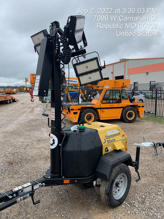 2022 Allmand NLV3GR (4) LED Light Fixture 350W, 23' Vertical Mast, 3kW Prime, Towable, Deep Sea L401, Leveling Jacks, Yanmar T4F 5.8hp