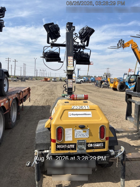 2022 Allmand NLV3GR (4) LED Light Fixture 350W, 23' Vertical Mast, 3kW Prime, Towable, Deep Sea L401, Leveling Jacks, Yanmar T4F 5.8hp