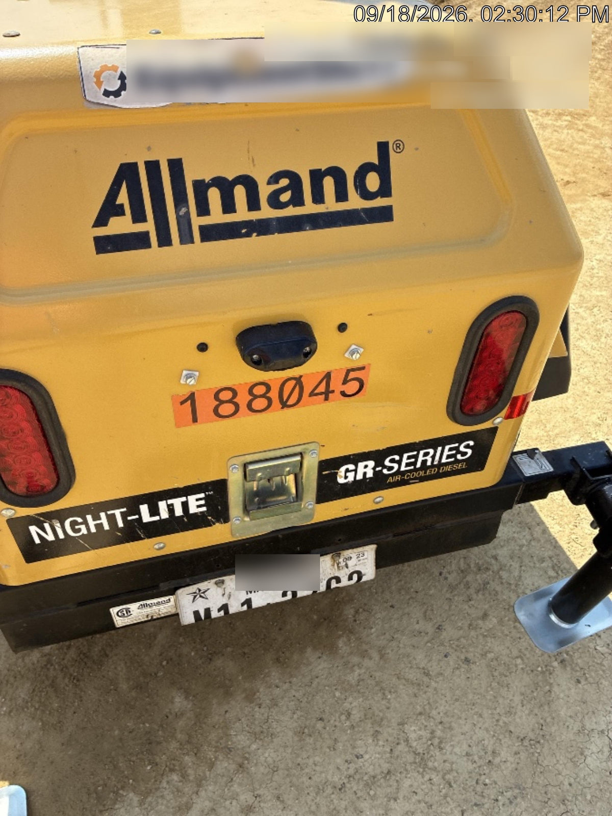 Allmand NLV3GR (4) LED Light Fixture 350W, 23' Vertical Mast, 3kW Prime, Towable, Deep Sea L401, Leveling Jacks, Yanmar T4F 5.8hp