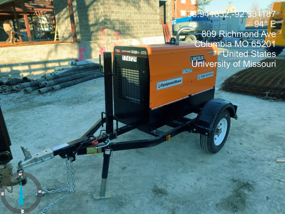 2021 Lincoln Electric Vantage 322 Vantage 322 Ready Pak 3 w/ Decals, ORANGE (includes trailer, cable rack, fender light kit) NO Telematics