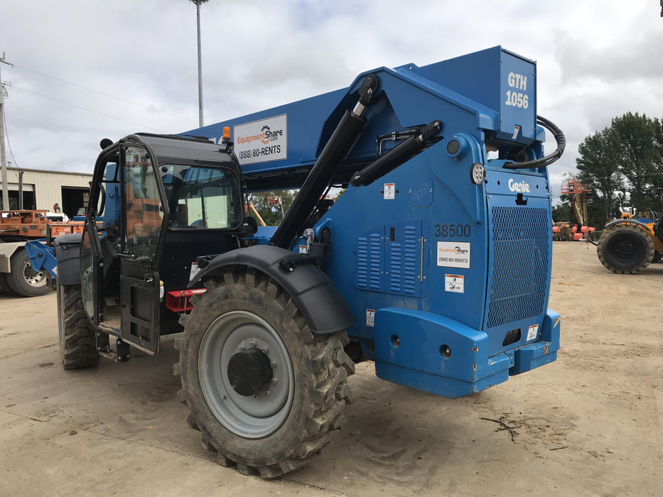 2019 Genie GTH-1056 Cab/Heat/AC, Solid RT Tires, LED Work Lights, Beacon 60" QA Carriage, 60" Forks