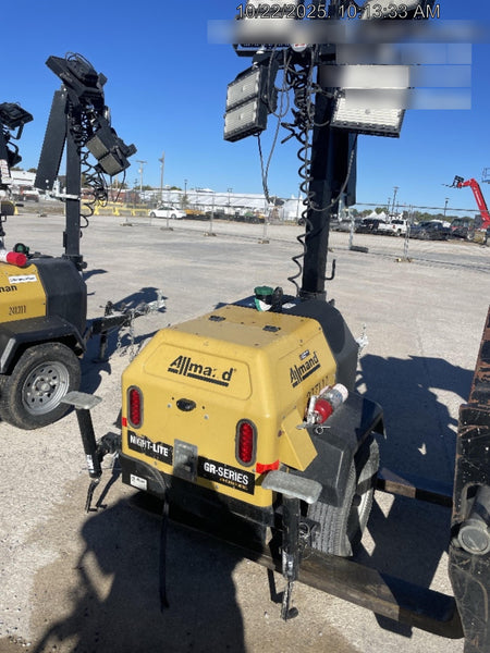 2022 Allmand NLV3GR (4) LED Light Fixture 350W, 23' Vertical Mast, 3kW Prime, Towable, Deep Sea L401, Leveling Jacks, Yanmar T4F 5.8hp
