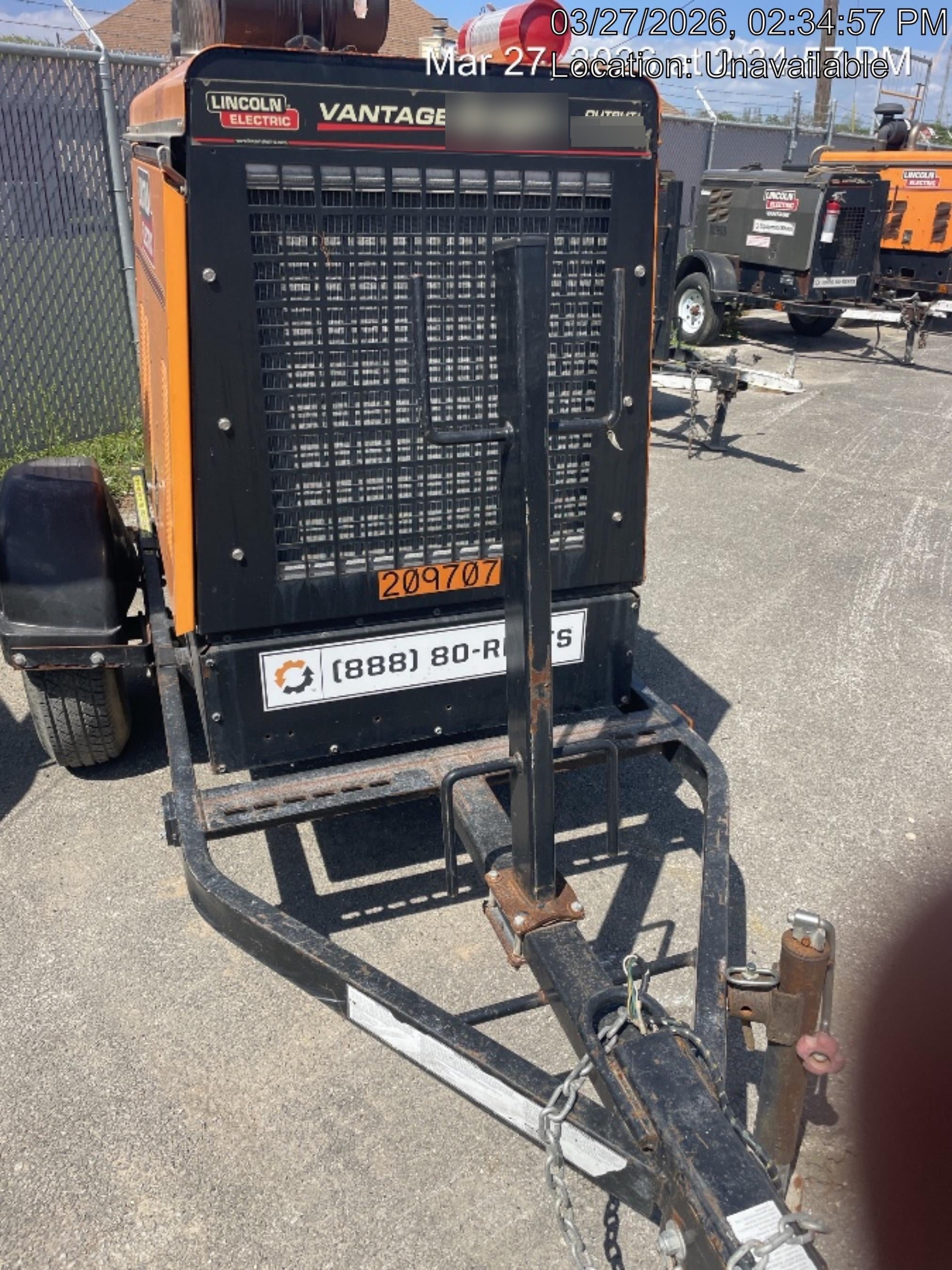 2021 Lincoln Electric Vantage 549X Ready Pak 3, ORANGE (includes trailer, cable rack, fender light kit)