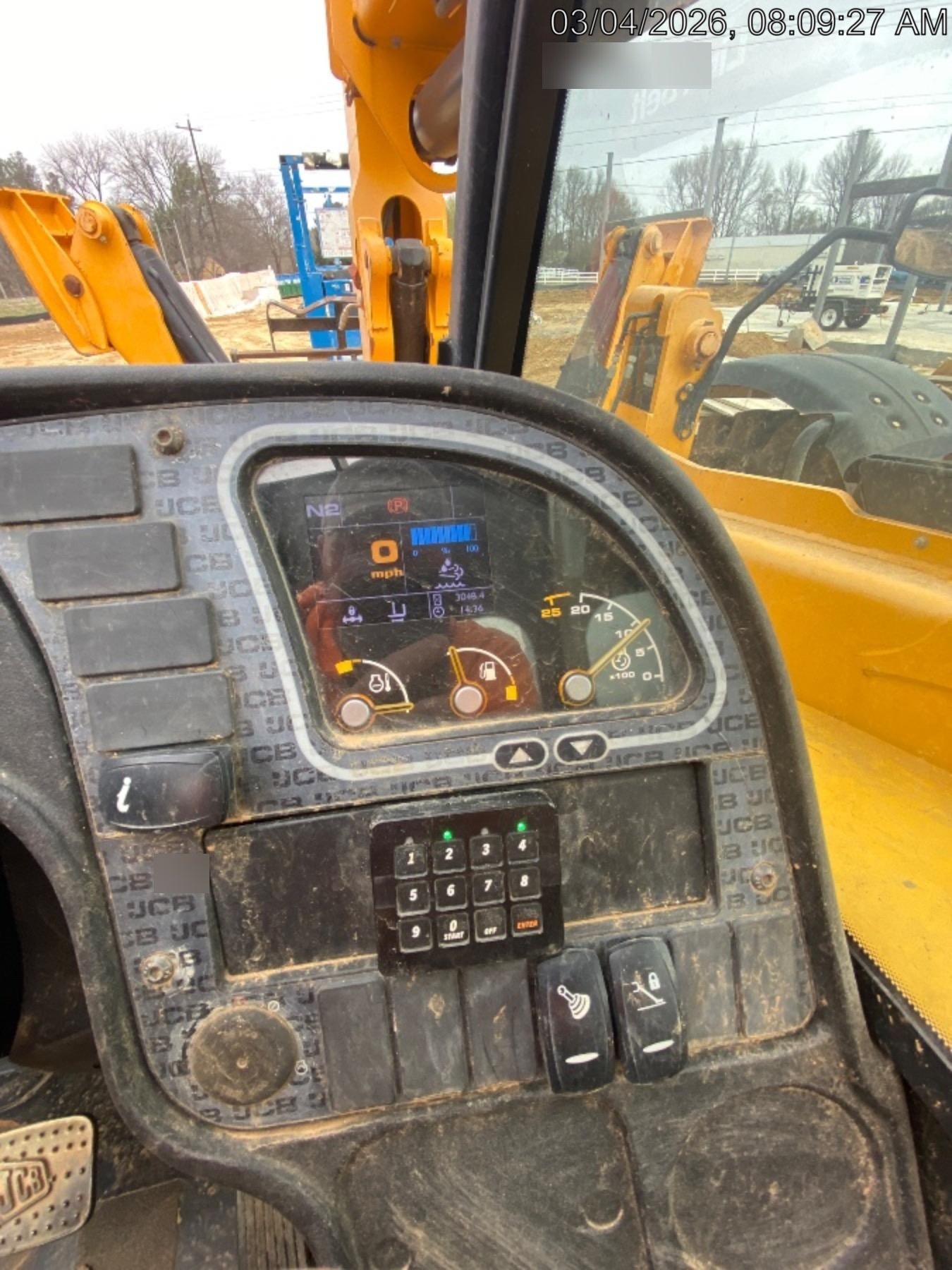 2019 JCB 512-56 109 HP w/Open ROPS, Beacon, Aux Hydraulics, Worklights, Solid Tires 60" Carriage/Forks