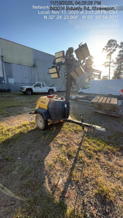 2022 Allmand NLV3GR (4) LED Light Fixture 350W, 23' Vertical Mast, 3kW Prime, Towable, Deep Sea L401, Leveling Jacks, Yanmar T4F 5.8hp