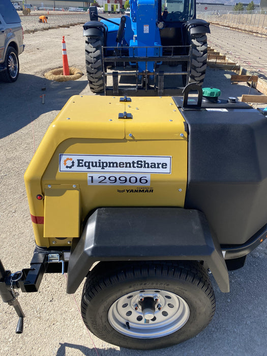 2021 Allmand NLV3GR (4) LED Light Fixture 350W, 23' Vertical Mast, 3kW Prime, Towable, Deep Sea L401, Leveling Jacks, Yanmar T4F 5.8hp