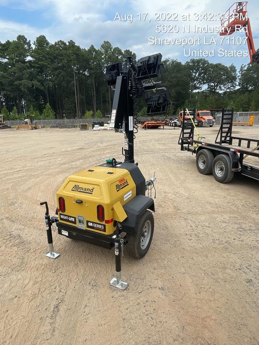 2022 Allmand NLV3GR (4) LED Light Fixture 350W, 23' Vertical Mast, 3kW Prime, Towable, Deep Sea L401, Leveling Jacks, Yanmar T4F 5.8hp