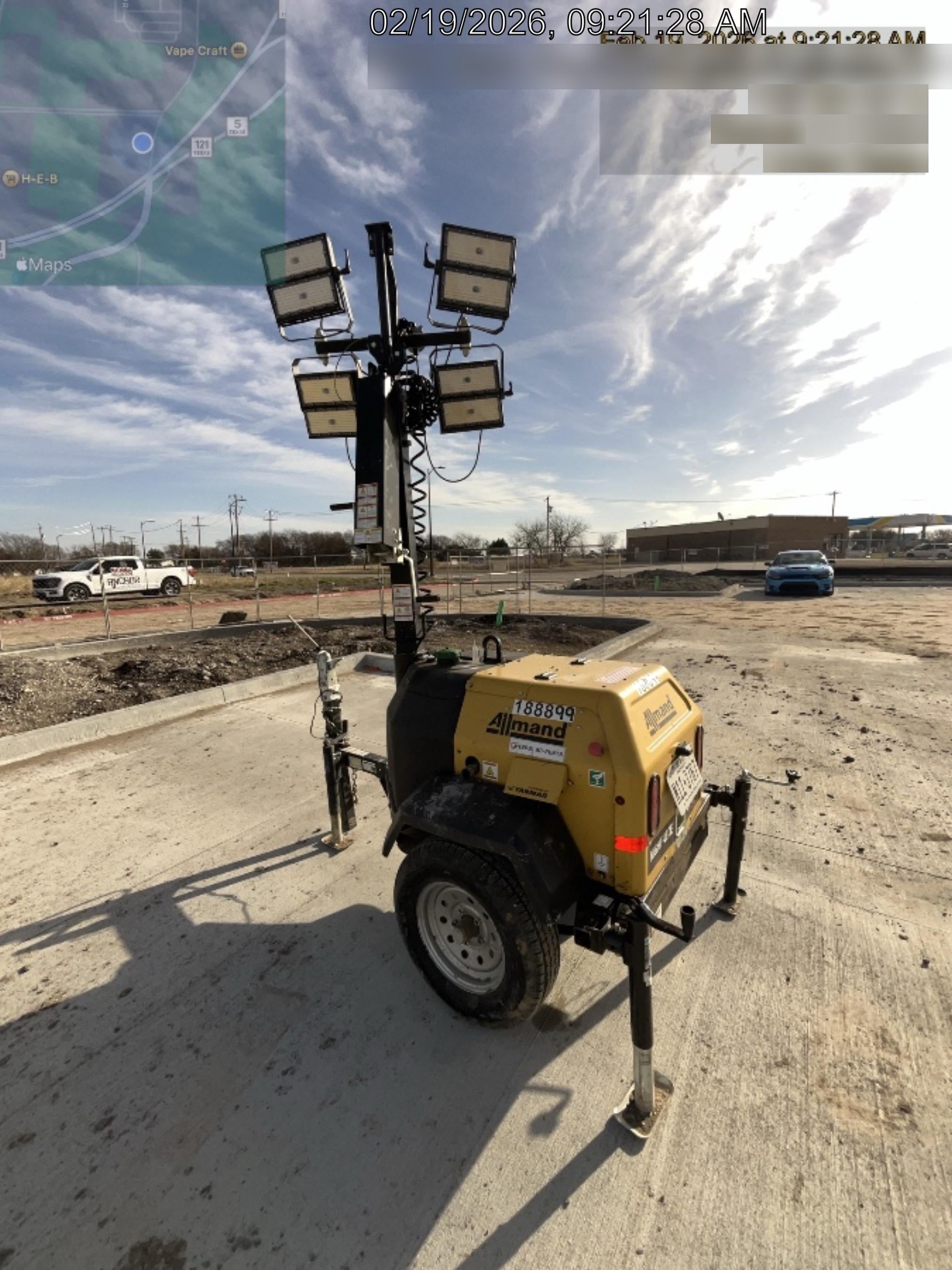 Allmand NLV3GR (4) LED Light Fixture 350W, 23' Vertical Mast, 3kW Prime, Towable, Deep Sea L401, Leveling Jacks, Yanmar T4F 5.8hp
