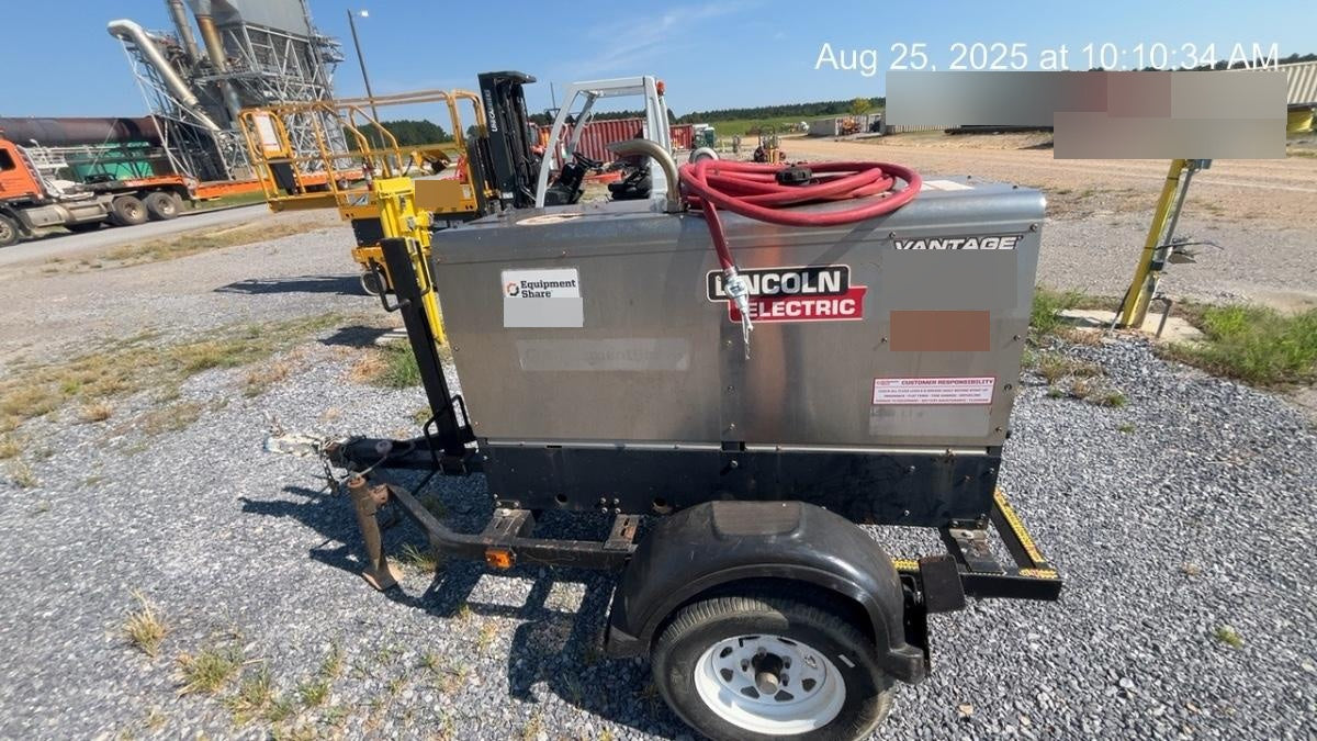 2019 Lincoln Electric Vantage 322 Welder Ready-Pak 3, Two wheel trailer, Fender and Light kit, Cable Rack