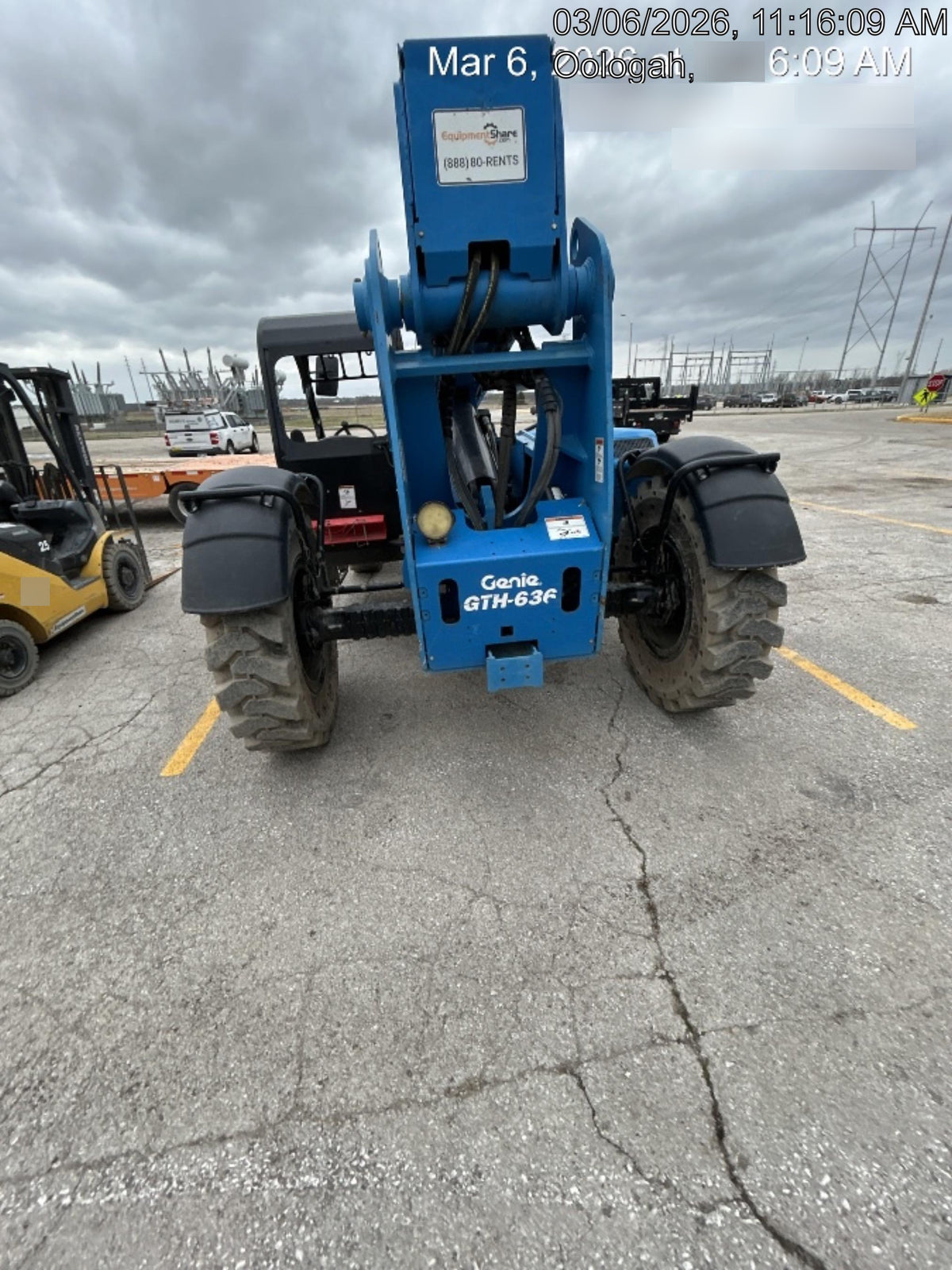 2019 Genie GTH-636 Canopy, Solid RT Tires, LED Work Lights, Beacon 60" QA Carriage, 48" Forks