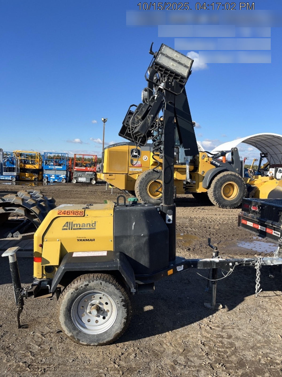 2022 Allmand NLV3GR (4) LED Light Fixture 350W, 23' Vertical Mast, 3kW Prime, Towable, ES Decals, T3