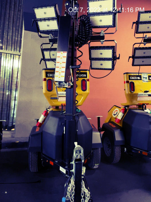 2022 Allmand NLV3GR (4) LED Light Fixture 350W, 23' Vertical Mast, 3kW Prime, Towable, ES Decals, T3