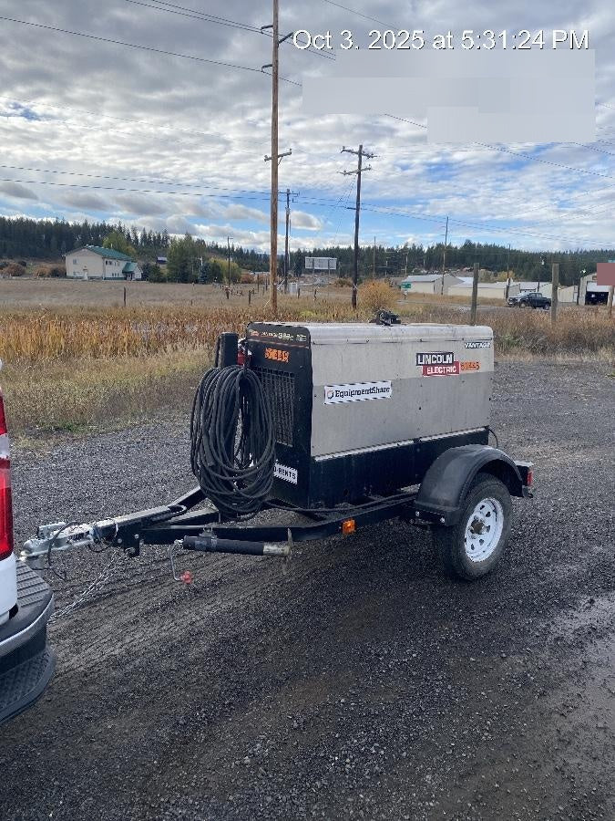 2019 Lincoln Electric Vantage 322 Ready-Pak 3, Two Wheel Trailer, Fender and Light Kit, Cable Rack