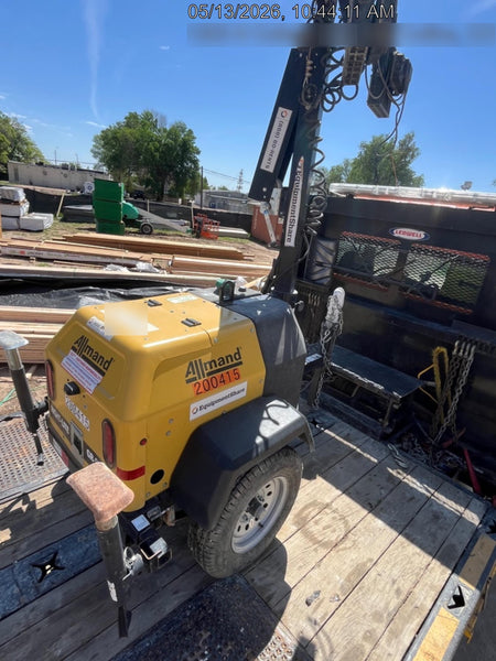 2022 Allmand NLV3GR (4) LED Light Fixture 350W, 23' Vertical Mast, 3kW Prime, Towable, Deep Sea L401, Leveling Jacks, Yanmar T4F 5.8hp