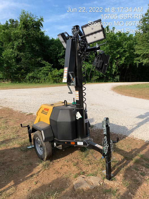 2022 Allmand NLV3GR (4) LED Light Fixture 350W, 23' Vertical Mast, 3kW Prime, Towable, Deep Sea L401, Leveling Jacks, Yanmar T4F 5.8hp