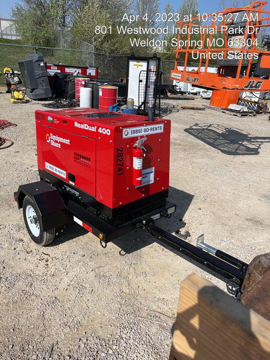 2022 Shindaiwa DGW400MDL Kubota D902 Engine, 23 HP, Dual Op Welder, Wire, Arc, Droop Stick, Tig, and CC Stick Functionality, Simulphase, 3 Phase and 1 Phase Gen Output, Single Axle NB Trlr, Slr Trckl Chrg 12V 12W, Fire Ext