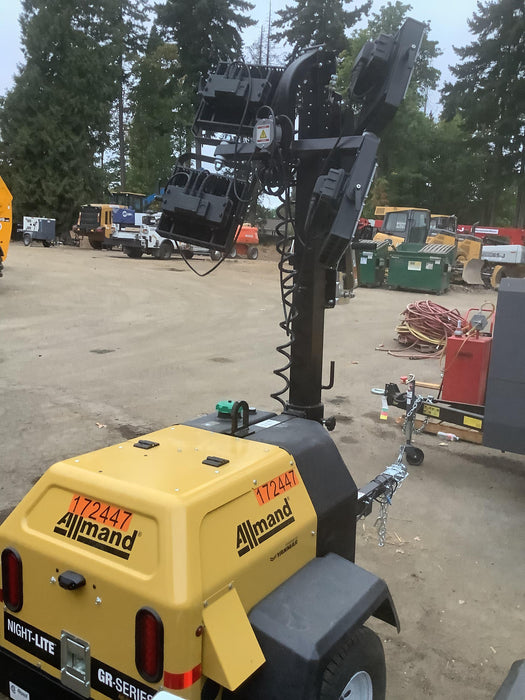 2021 Allmand NLV3GR (4) LED Light Fixture 350W, 23' Vertical Mast, 3kW Prime, Towable, Deep Sea L401, Leveling Jacks, Yanmar T4F 5.8hp