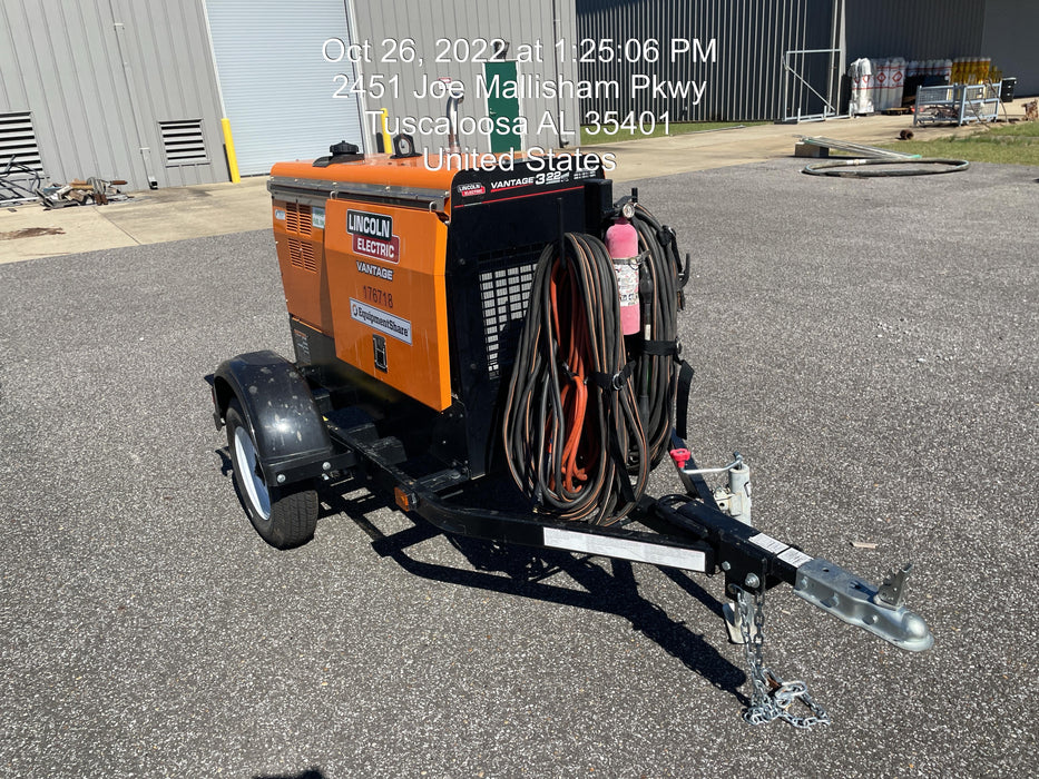 2021 Lincoln Electric Vantage 322 Vantage 322 Ready Pak 3 w/ Decals, ORANGE (includes trailer, cable rack, fender light kit) NO Telematics