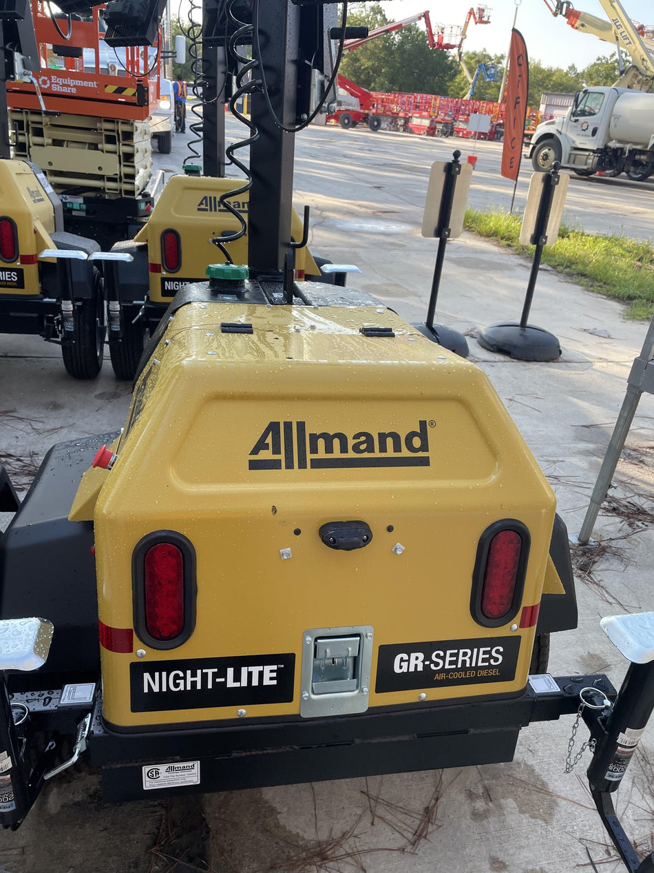 2022 Allmand NLV3GR (4) LED Light Fixture 350W, 23' Vertical Mast, 3kW Prime, Towable, Deep Sea L401, Leveling Jacks, Yanmar T4F 5.8hp