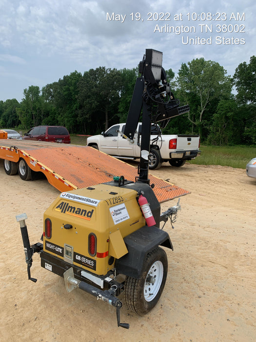 2021 Allmand NLV3GR (4) LED Light Fixture 350W, 23' Vertical Mast, 3kW Prime, Towable, Deep Sea L401, Leveling Jacks, Yanmar T4F 5.8hp