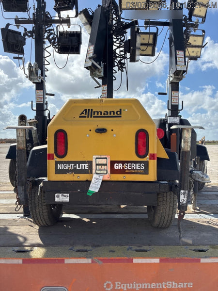 2022 Allmand NLV3GR (4) LED Light Fixture 350W, 23' Vertical Mast, 3kW Prime, Towable, Deep Sea L401, Leveling Jacks, Yanmar T4F 5.8hp