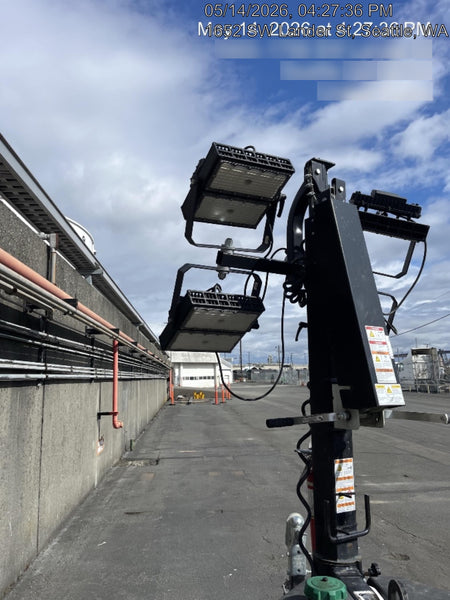 Allmand NLV3GR (4) LED Light Fixture 350W, 23' Vertical Mast, 3kW Prime, Towable, Deep Sea L401, Leveling Jacks, Yanmar T4F 5.8hp